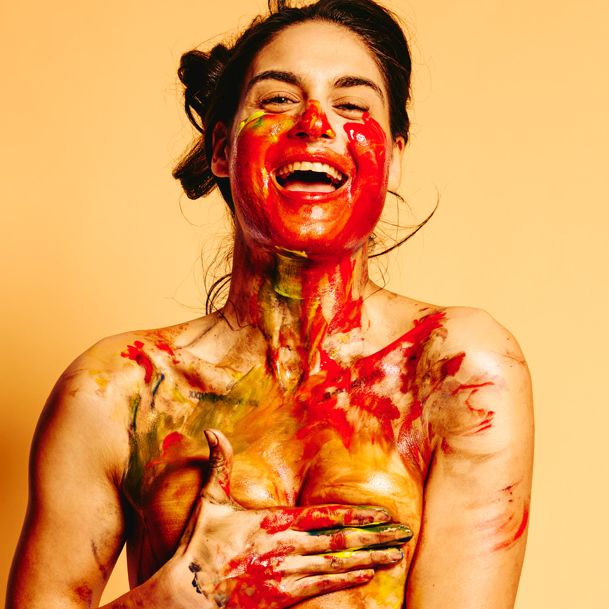 Git Cat Color Love petite frame expressive poses color paint body intimate face Cinaed Dane photography