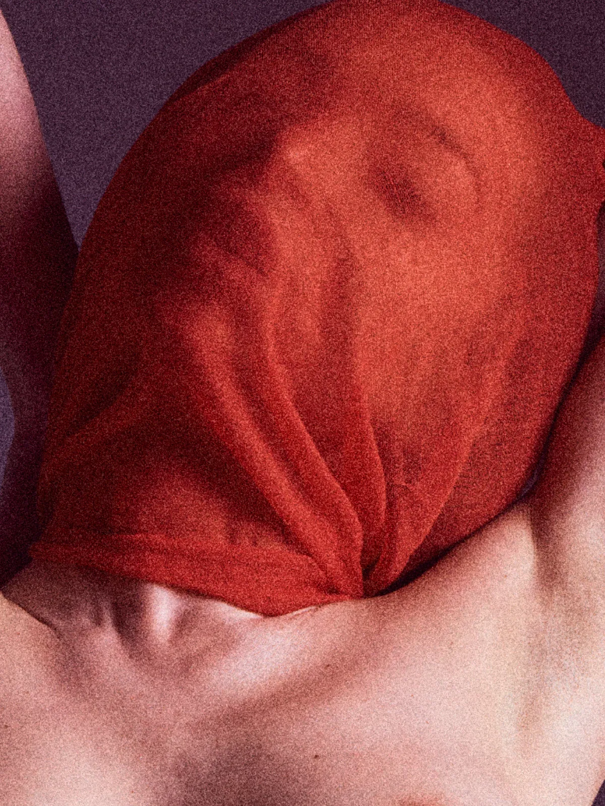 Galina Fedorova Redhead anonymous nude art photography red scarf by Cinaed Dane